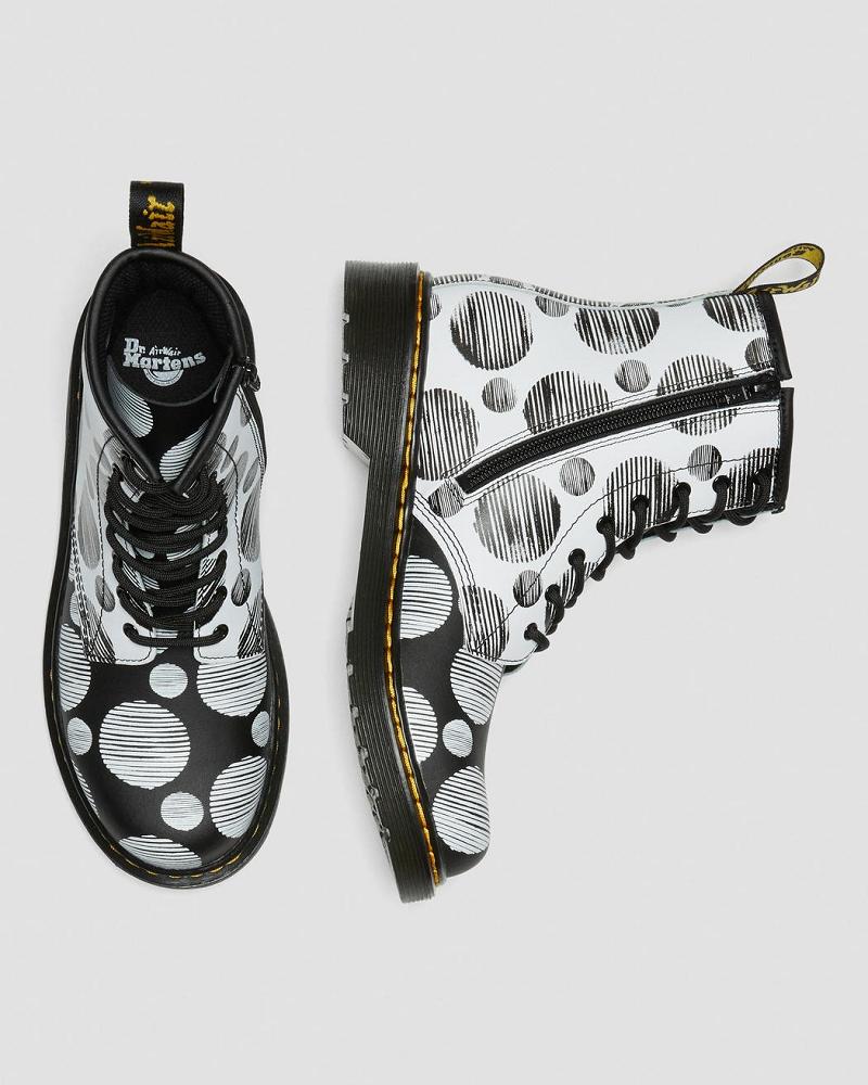 Dr Martens Youth 1460 Polka Dot Lær Snørestøvletter Barn Svarte | Norge 111YXF